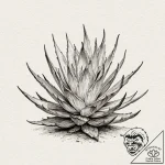 Aloe, ink illustration for tattoo, sepia tone… – tattoo sketch (№1752908769_0, 19.07.2025 07:06) — tattoovalue.net
