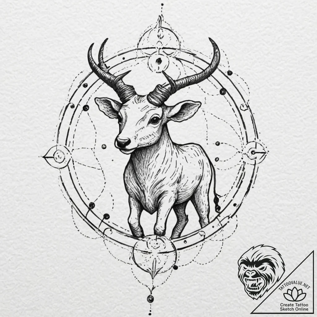 Tattoo sketch a zodiac animal outline filled... - tattoo sketch (№1752909016_0, 19.07.2025 07:10) — tattoovalue.net