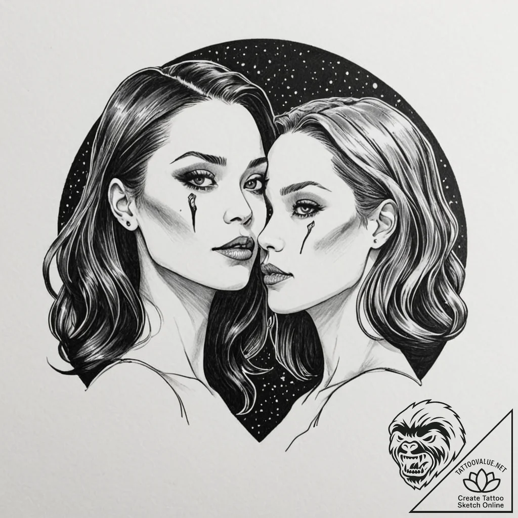 A sketch of gamora and nebula, the two sister... - tattoo sketch (№1752909099_0, 19.07.2025 07:11) — tattoovalue.net