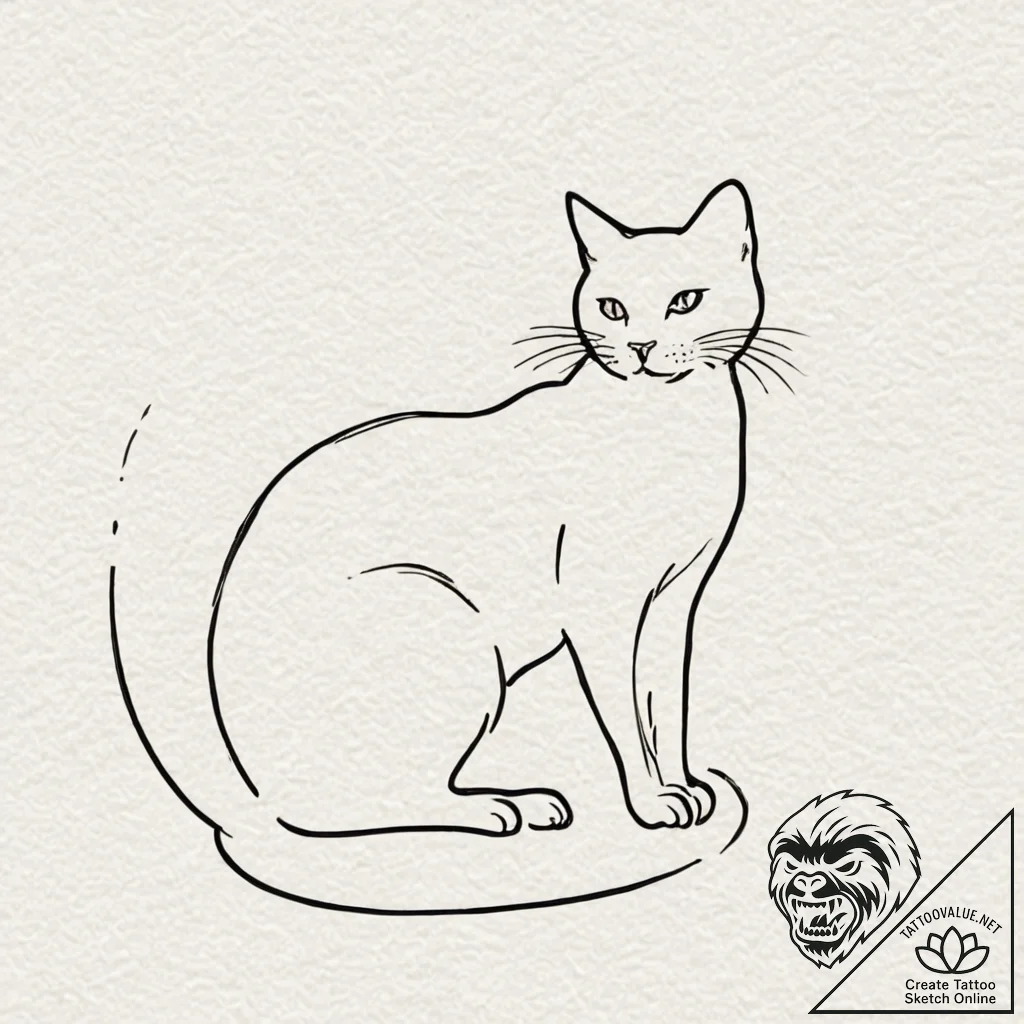 Tattoo sketch a small, elegant cat silhouette... - tattoo sketch (№1752909516_0, 19.07.2025 07:18) — tattoovalue.net