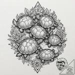 Tattoo design a turtle family, representing l… – tattoo sketch (№1752909598_0, 19.07.2025 07:19) — tattoovalue.net