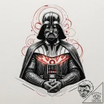 Watercolor sketch of darth vader meditating,… – tattoo sketch (№1752909767_0, 19.07.2025 07:22) — tattoovalue.net