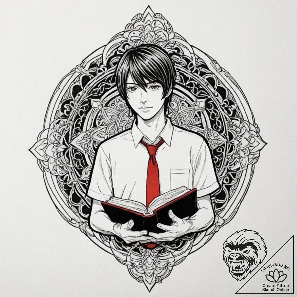 A graphic novel style portrait of light yagam... - tattoo sketch (№1752910599_0, 19.07.2025 07:36) — tattoovalue.net