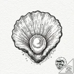 Tattoo design a delicate pearl in an open oys… – tattoo sketch (№1752910680_0, 19.07.2025 07:38) — tattoovalue.net