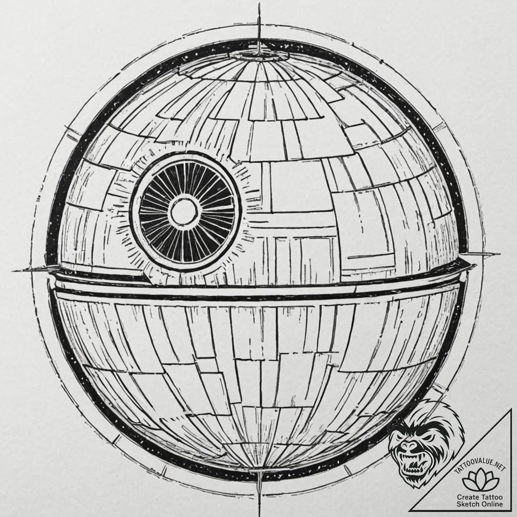 A linework design of the death star plans, li... - tattoo sketch (№1752910765_0, 19.07.2025 07:39) — tattoovalue.net