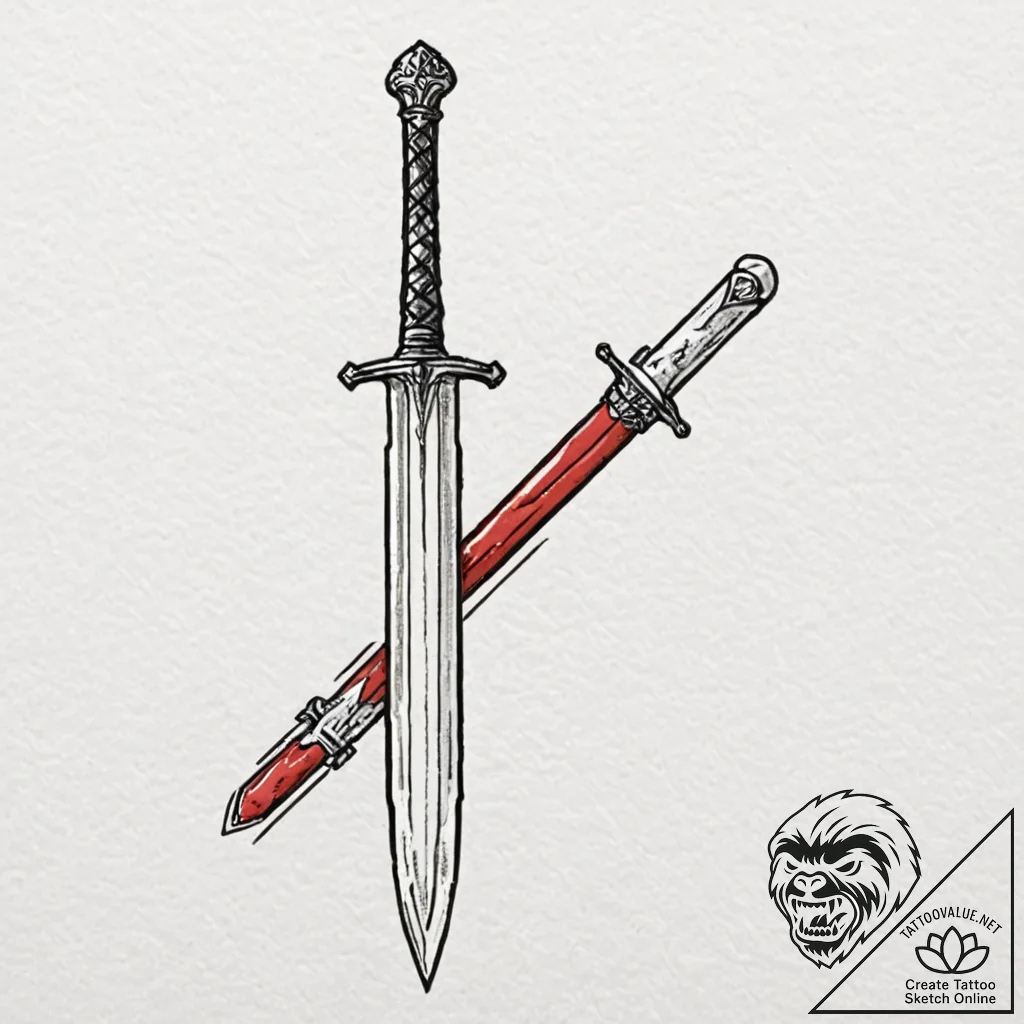 Tattoo design a tiny pixelated sword linework... - tattoo sketch (№1752911094_0, 19.07.2025 07:44) — tattoovalue.net