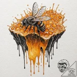 A close-up of a fresh piece of honeycomb, dri… – tattoo sketch (№1752911426_0, 19.07.2025 07:50) — tattoovalue.net