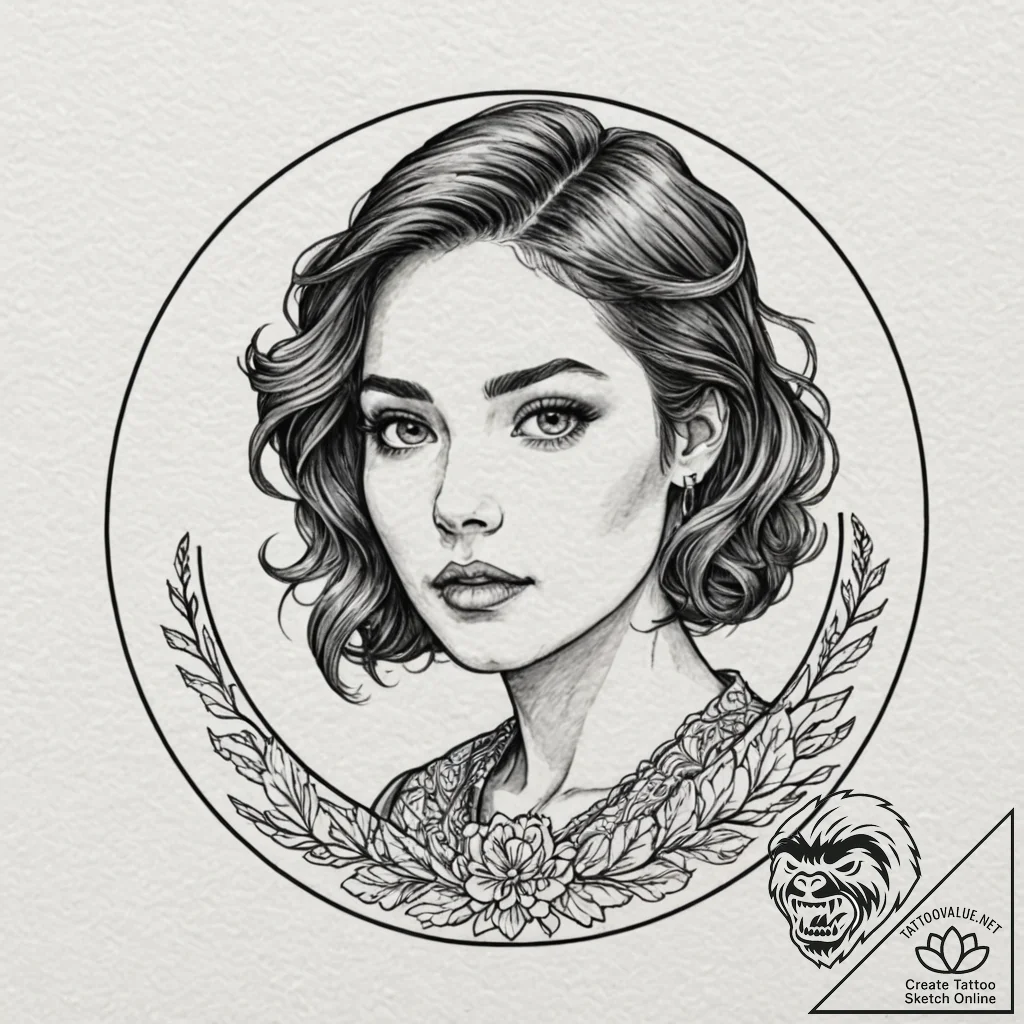 Circle, tattoo line art, muted color palette,... - tattoo sketch (№1752911590_0, 19.07.2025 07:53) — tattoovalue.net