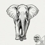 Elephant, concept art for tattoo, on a clean… – tattoo sketch (№1752911921_0, 19.07.2025 07:58) — tattoovalue.net