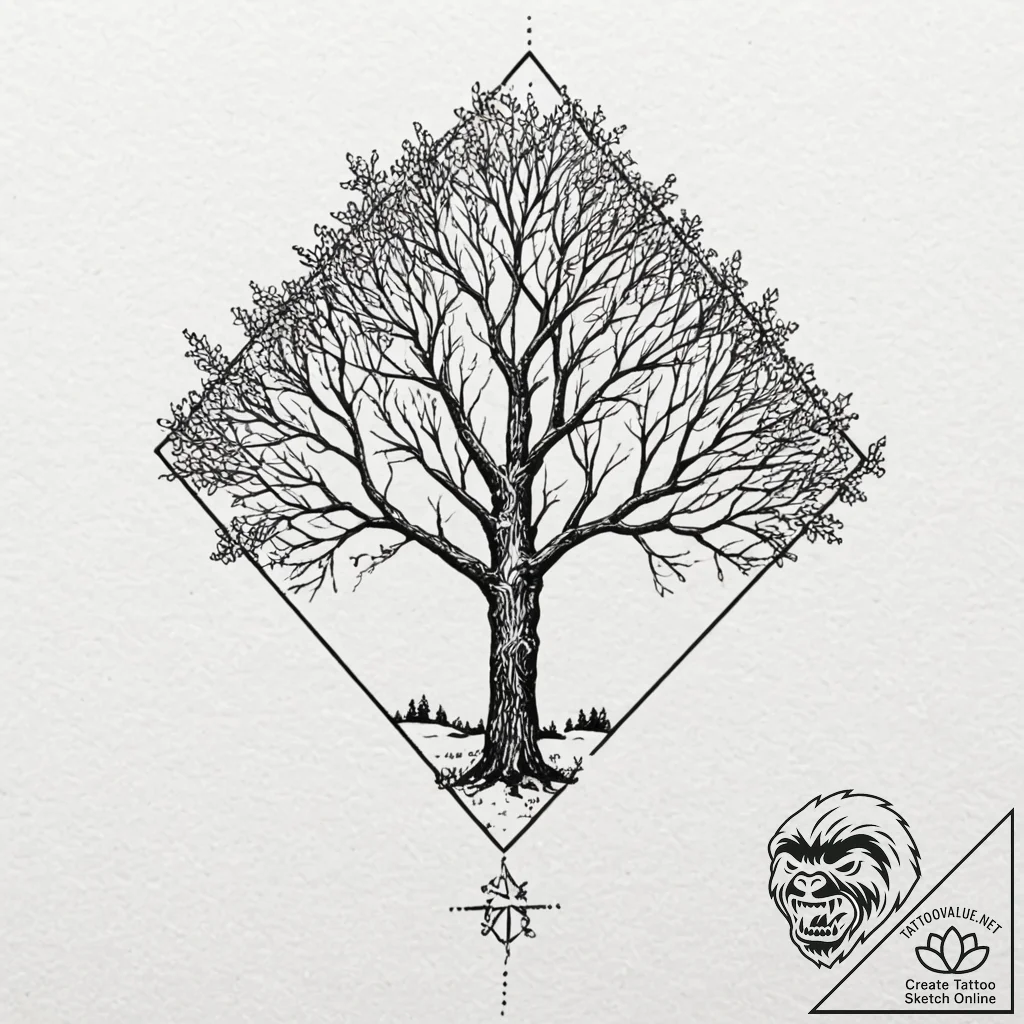 Tattoo sketch 'skill tree' with branching lin... - tattoo sketch (№1752913324_0, 19.07.2025 08:22) — tattoovalue.net