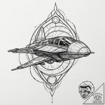 Neo-traditional design of boba fett’s ship, s… – tattoo sketch (№1752913572_0, 19.07.2025 08:26) — tattoovalue.net