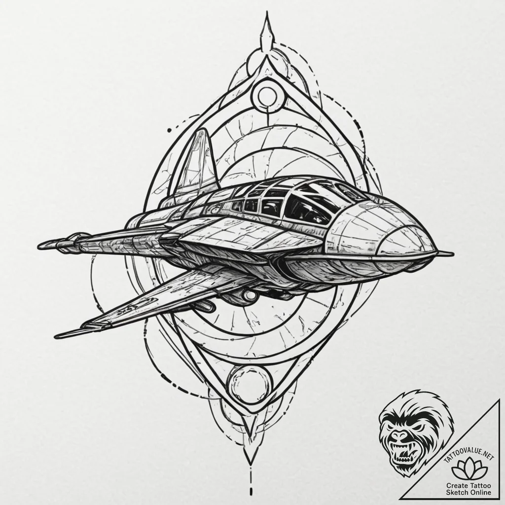 Neo-traditional design of boba fett's ship, s... - tattoo sketch (№1752913572_0, 19.07.2025 08:26) — tattoovalue.net