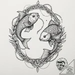 Tattoo design pisces fish, intertwined with c… – tattoo sketch (№1752914149_0, 19.07.2025 08:35) — tattoovalue.net