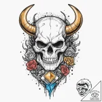 A dotwork tattoo of the predator’s skull and… – tattoo sketch (№1752914396_0, 19.07.2025 08:39) — tattoovalue.net