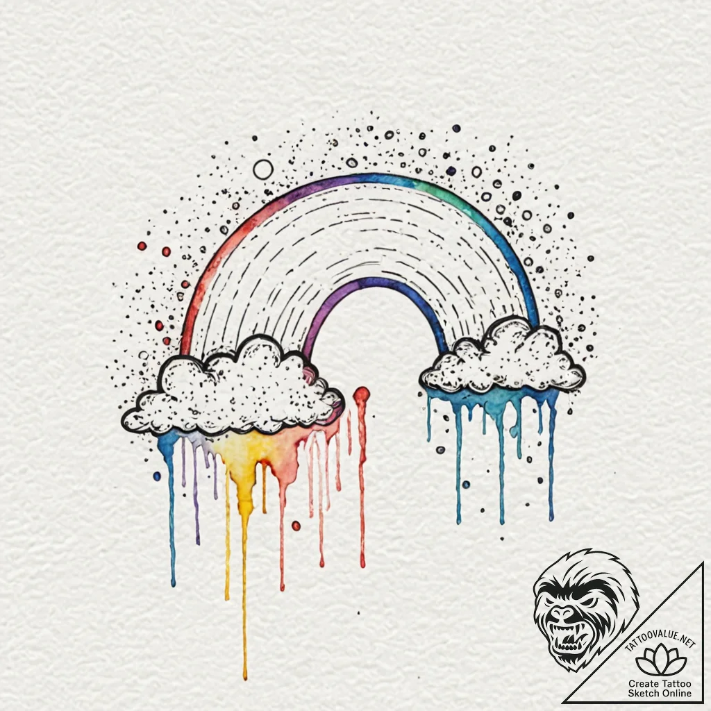 Tattoo sketch a small, stylized rainbow., ink... - tattoo sketch (№1752914645_0, 19.07.2025 08:44) — tattoovalue.net