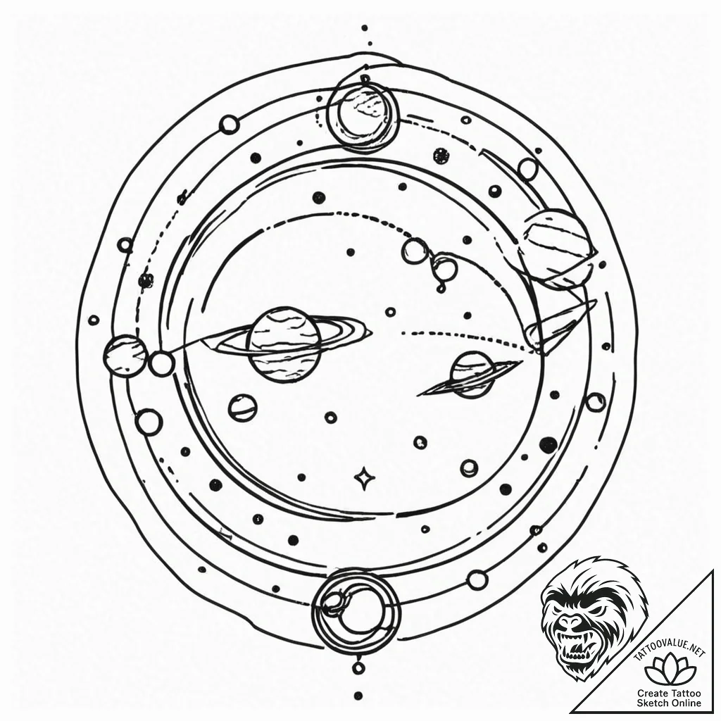 Tattoo sketch a delicate line connecting a zo... - tattoo sketch (№1752915318_0, 19.07.2025 08:55) — tattoovalue.net