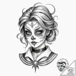 Watercolor portrait of a beautiful but deadly… – tattoo sketch (№1752915482_0, 19.07.2025 08:58) — tattoovalue.net