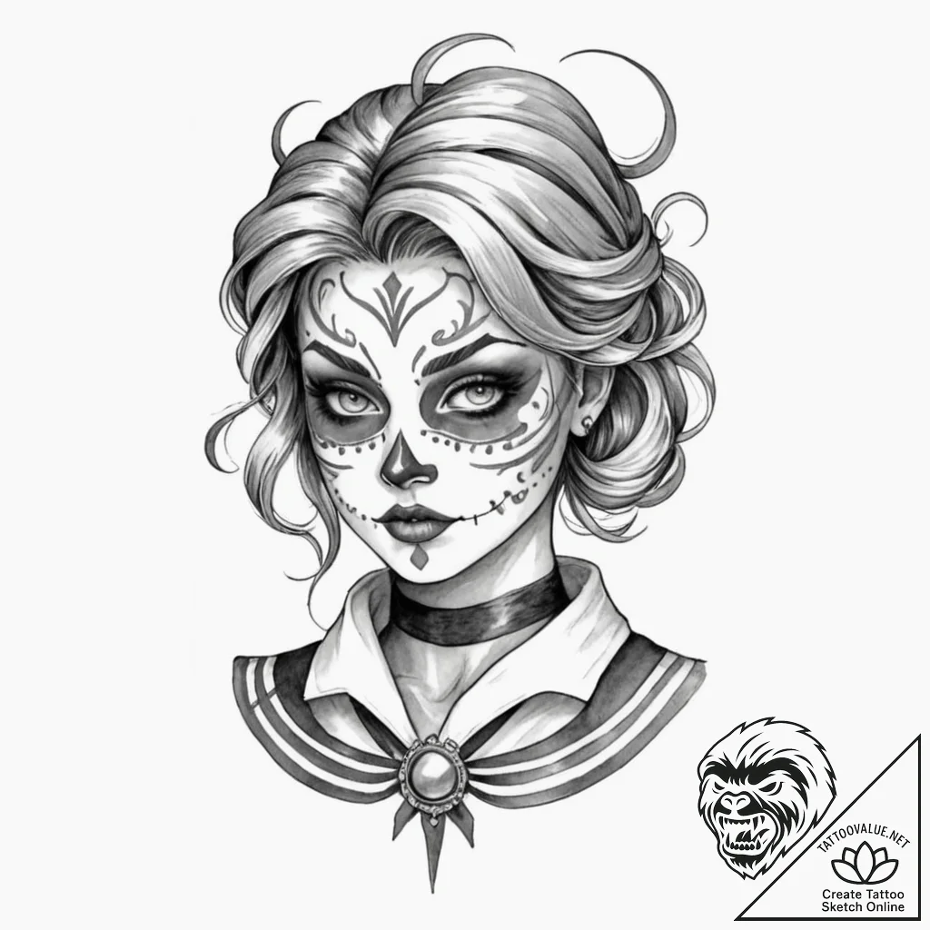 Watercolor portrait of a beautiful but deadly... - tattoo sketch (№1752915482_0, 19.07.2025 08:58) — tattoovalue.net