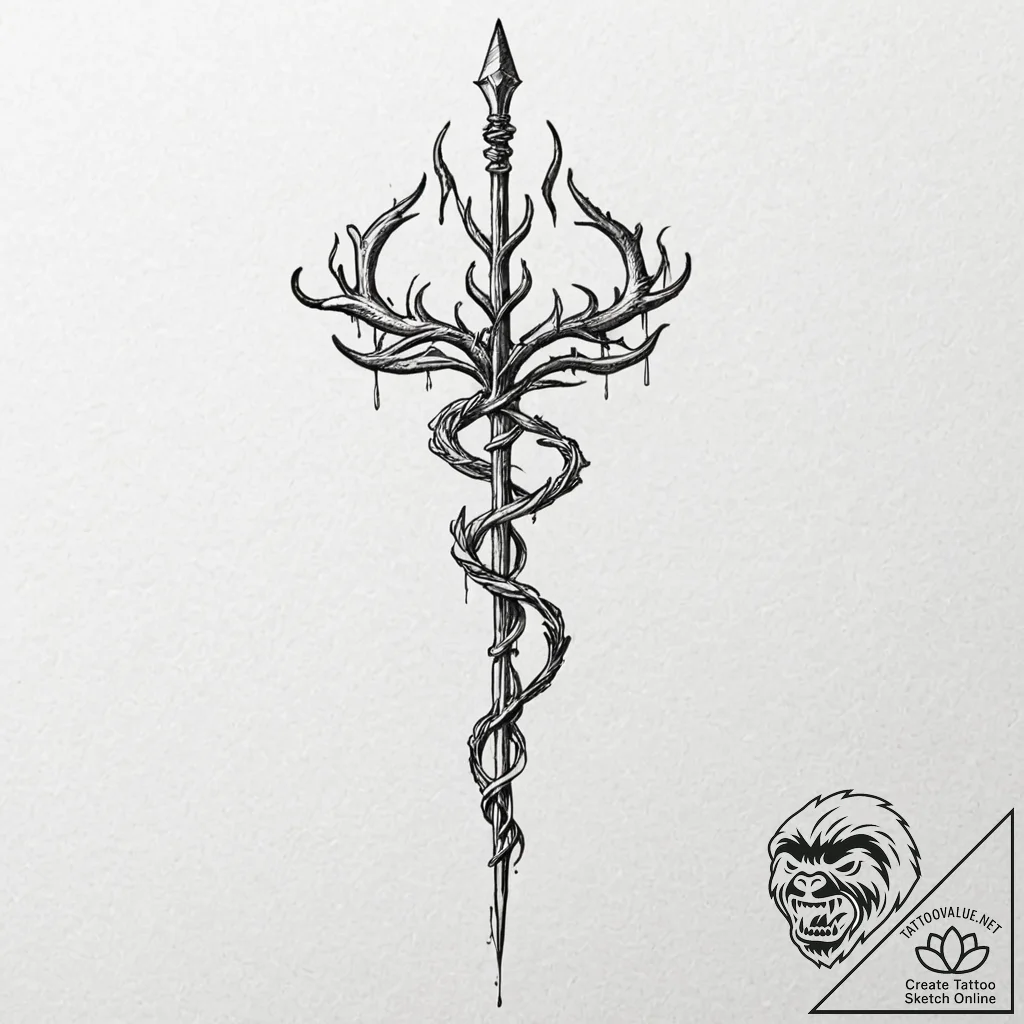 Tattoo sketch: a stylized depiction of veles'... - tattoo sketch (№1752915897_0, 19.07.2025 09:04) — tattoovalue.net