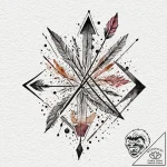 Arrow, tattoo line art, muted color palette,… – tattoo sketch (№1752916476_0, 19.07.2025 09:14) — tattoovalue.net