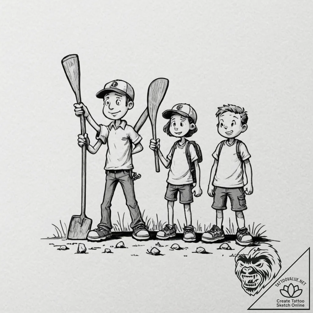 A sketch of the main characters from shaun of... - tattoo sketch (№1752916972_0, 19.07.2025 09:22) — tattoovalue.net