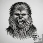 28. sketch of chewbacca letting out a mighty… – tattoo sketch (№1752917801_0, 19.07.2025 09:36) — tattoovalue.net