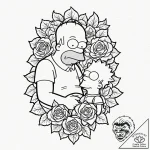 A trash polka tattoo of homer simpson strangl… – tattoo sketch (№1752917884_0, 19.07.2025 09:38) — tattoovalue.net