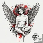 Fallen angel, tattoo flash sheet design, tras… – tattoo sketch (№1752918131_0, 19.07.2025 09:42) — tattoovalue.net