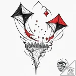 Kite, concept art for tattoo, new school tatt… – tattoo sketch (№1752918296_0, 19.07.2025 09:44) — tattoovalue.net