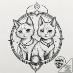 A sketch of luna and artemis, the cats from s… – tattoo sketch (№1752918711_0, 19.07.2025 09:51) — tattoovalue.net