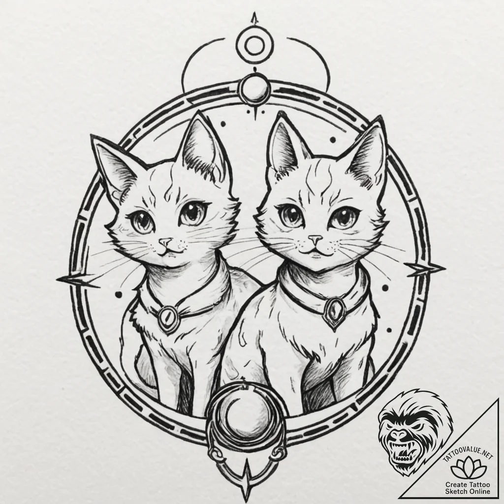 A sketch of luna and artemis, the cats from s... - tattoo sketch (№1752918711_0, 19.07.2025 09:51) — tattoovalue.net