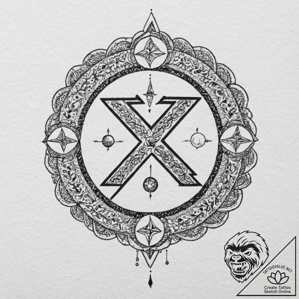 115. tattoo sketch: "istok" rune with subtle... - tattoo sketch (№1752918793_0, 19.07.2025 09:53) — tattoovalue.net