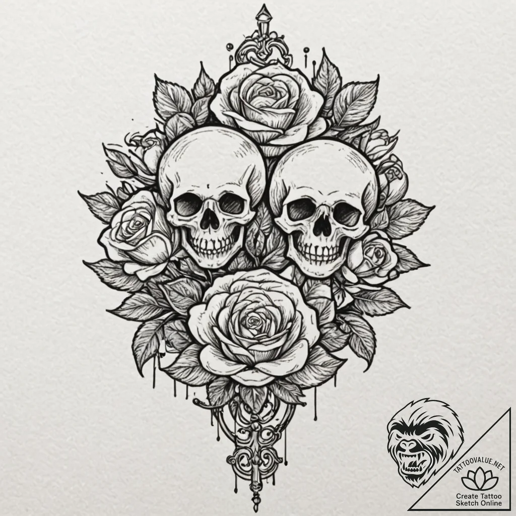 Tattoo sketch a 'lock' emoji on one, a 'key'... - tattoo sketch (№1752920029_0, 19.07.2025 10:13) — tattoovalue.net