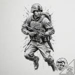 Tattoo design a dynamic image of a soldier or… – tattoo sketch (№1752920853_0, 19.07.2025 10:27) — tattoovalue.net