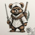 Neo-traditional tattoo of an ewok, fierce but… – tattoo sketch (№1752921431_0, 19.07.2025 10:37) — tattoovalue.net