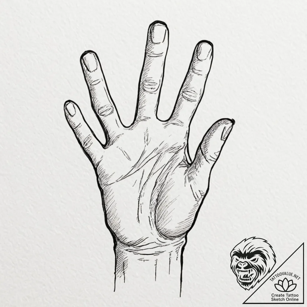 Tattoo sketch a hand with a subtle 'thread' w... - tattoo sketch (№1752921597_0, 19.07.2025 10:39) — tattoovalue.net