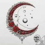 Moon, tattoo flash sheet design, black and re… – tattoo sketch (№1752921845_0, 19.07.2025 10:44) — tattoovalue.net