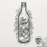 Tattoo design a stylized message in a bottle… – tattoo sketch (№1752922258_0, 19.07.2025 10:50) — tattoovalue.net