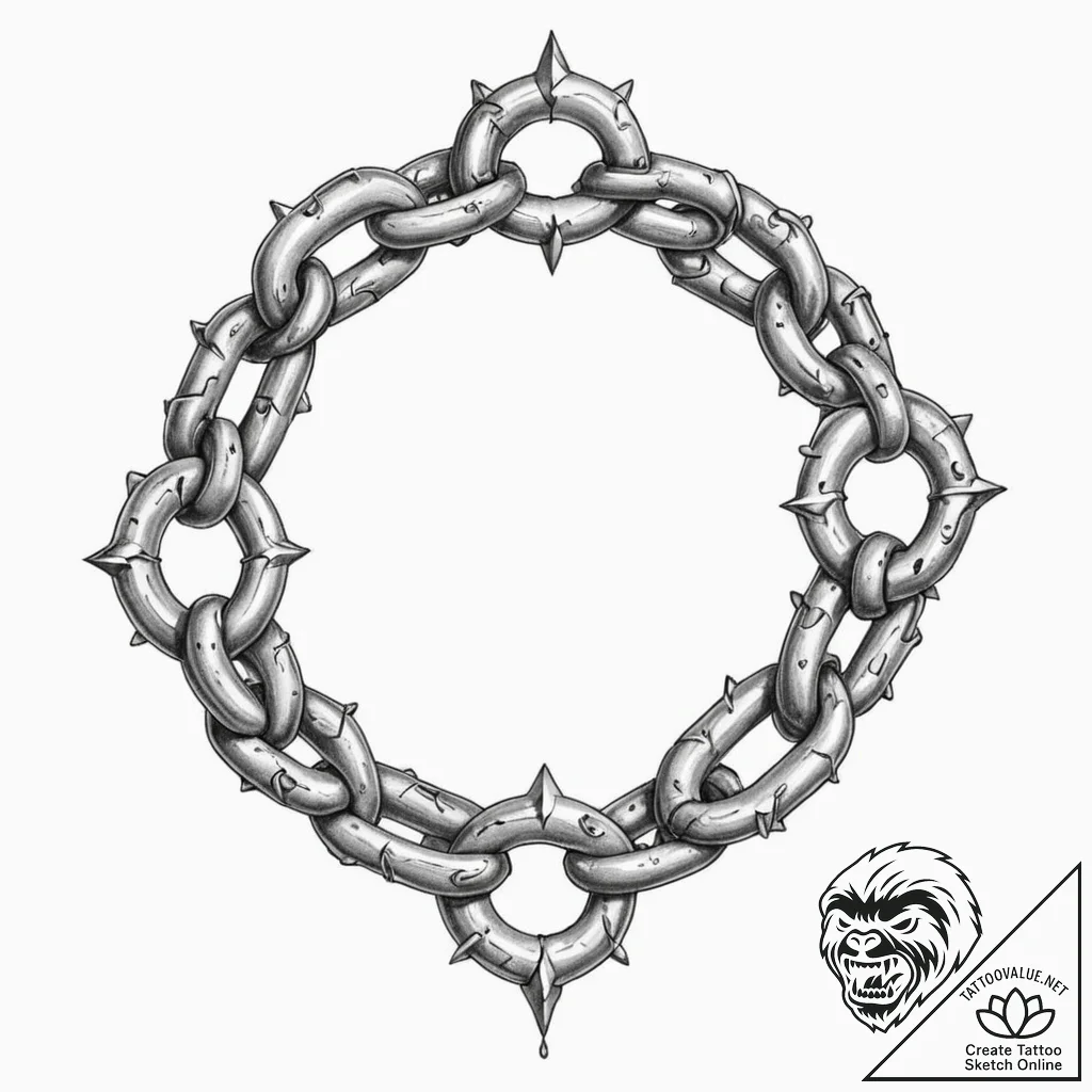 Tattoo sketch a broken chain with one strong,... - tattoo sketch (№1752922340_0, 19.07.2025 10:52) — tattoovalue.net