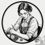 A person repairing a delicate, antique watch…. – tattoo sketch (№1752922504_0, 19.07.2025 10:55) — tattoovalue.net