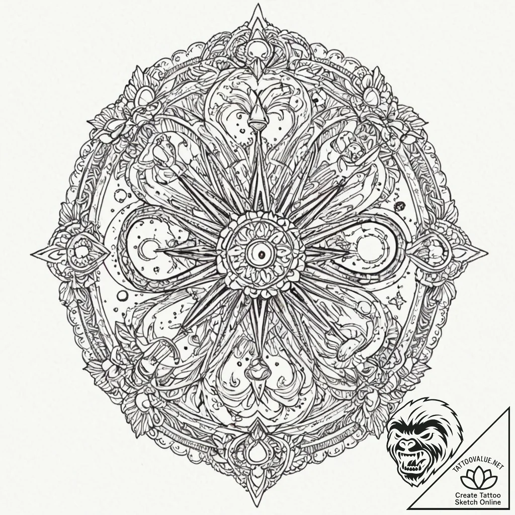 Tattoo sketch: a celestial blacksmith's tools... - tattoo sketch (№1752922834_0, 19.07.2025 11:00) — tattoovalue.net