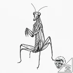 Praying mantis, tattoo drawing outline, black… – tattoo sketch (№1752923664_0, 19.07.2025 11:14) — tattoovalue.net