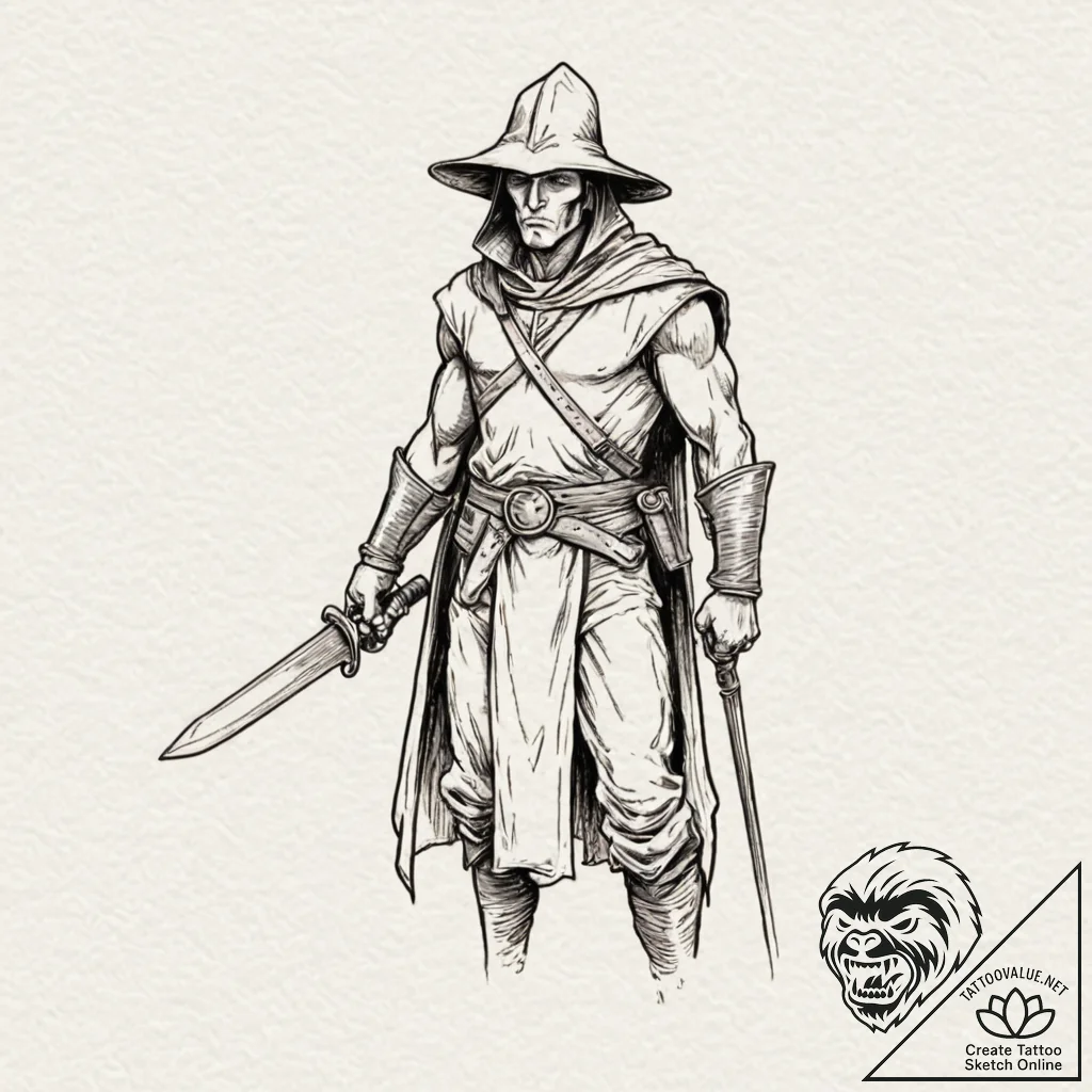 Executioner, concept art for tattoo, linework... - tattoo sketch (№1752924245_0, 19.07.2025 11:24) — tattoovalue.net