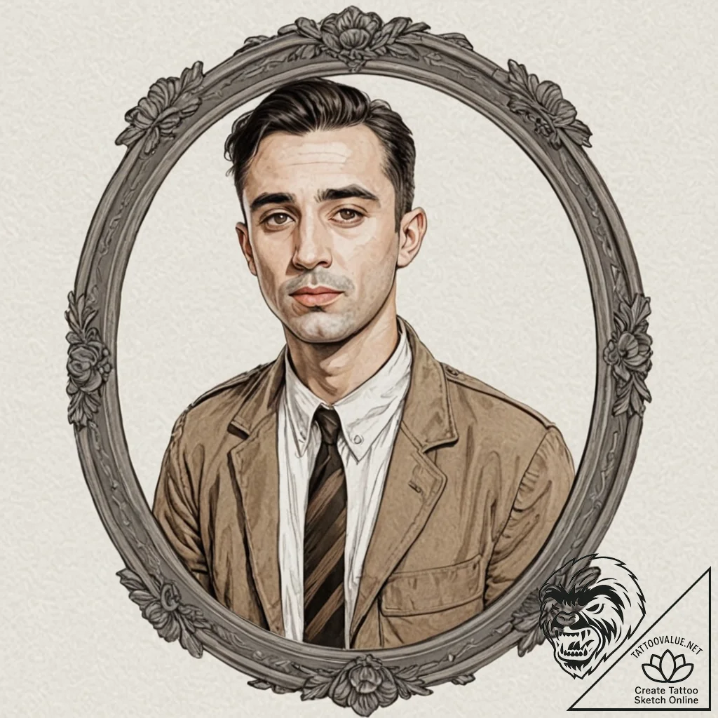 A neo-traditional portrait of the main charac... - tattoo sketch (№1752924495_0, 19.07.2025 11:28) — tattoovalue.net