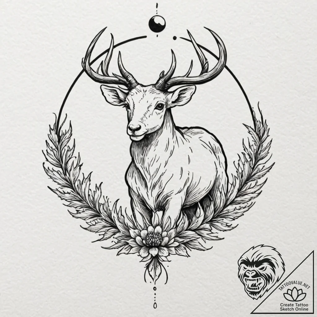 Tattoo sketch a zodiac animal integrated with... - tattoo sketch (№1752924578_0, 19.07.2025 11:29) — tattoovalue.net