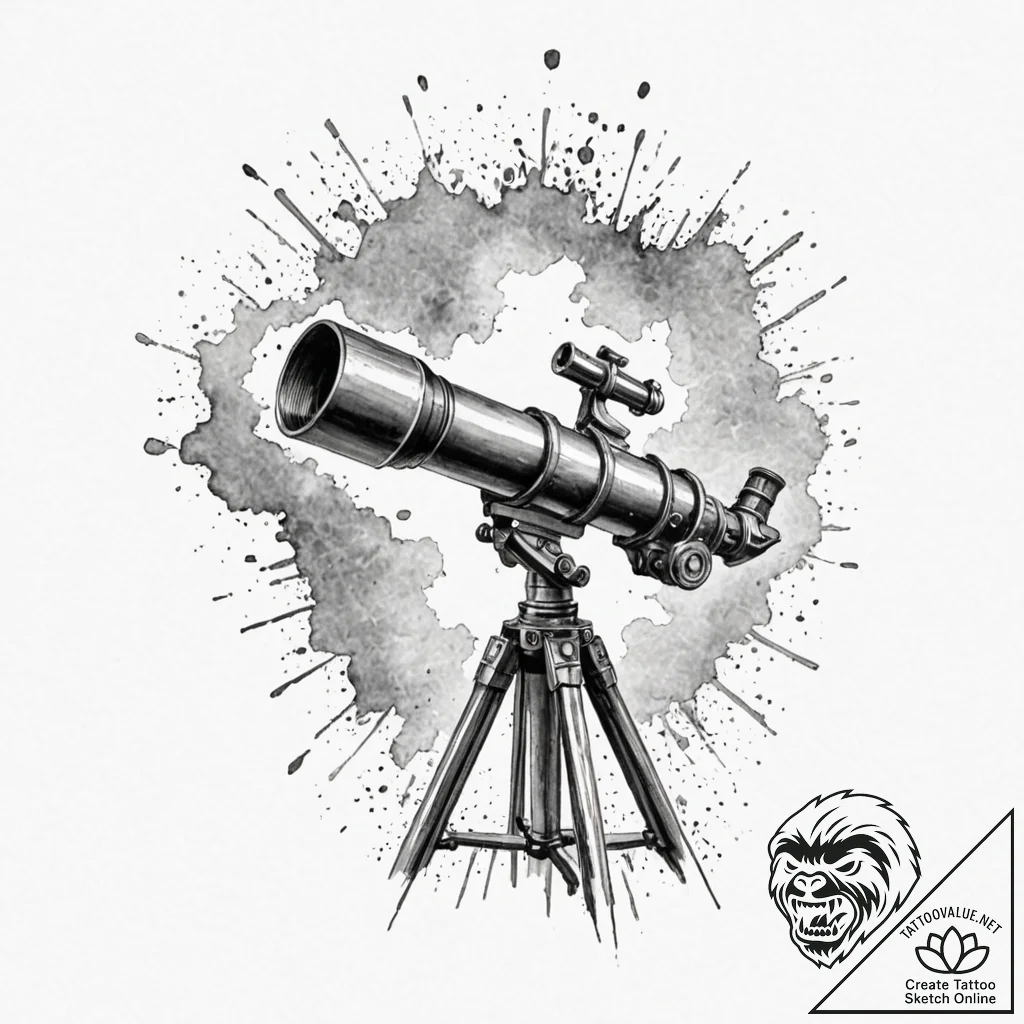 Tattoo design a sturdy, old-fashioned telesco... - tattoo sketch (№1752925075_0, 19.07.2025 11:37) — tattoovalue.net