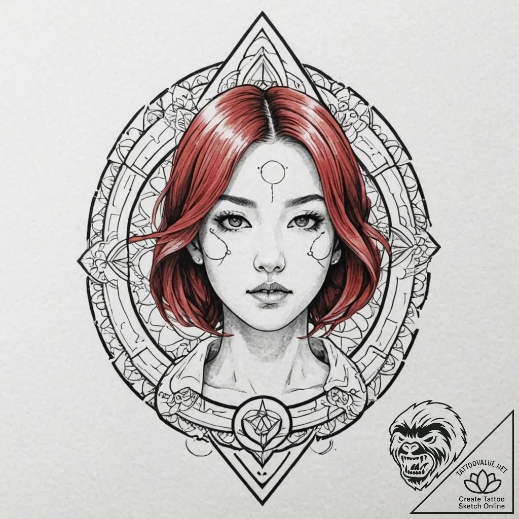 A trash polka portrait of the main character... - tattoo sketch (№1752925242_0, 19.07.2025 11:40) — tattoovalue.net