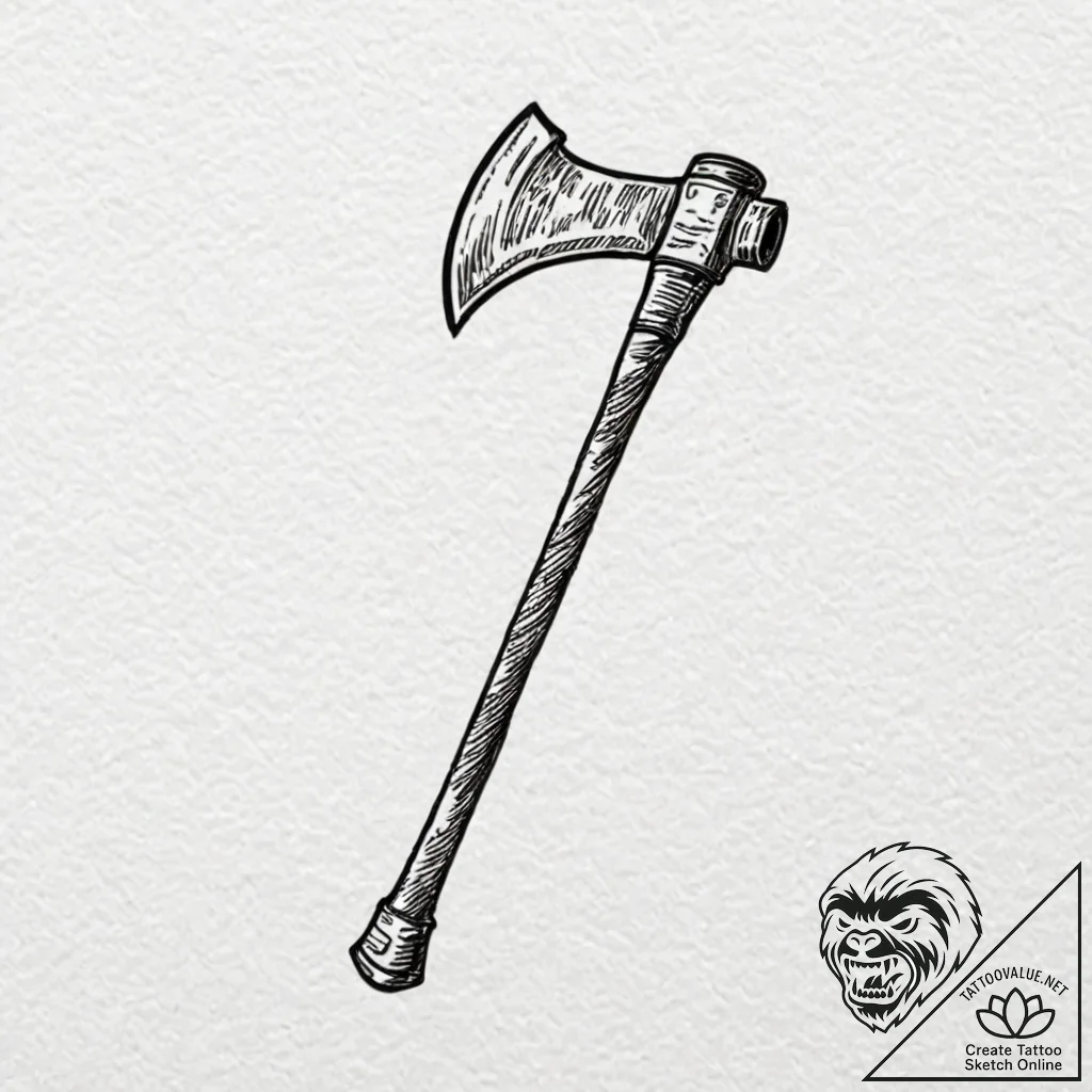 Tattoo sketch a powerful, simple axe head, sy... - tattoo sketch (№1752925409_0, 19.07.2025 11:43) — tattoovalue.net