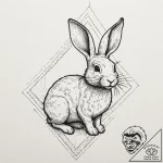 Linework tattoo design of the white rabbit, m… – tattoo sketch (№1752926016_0, 19.07.2025 11:53) — tattoovalue.net