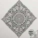 Square, artistic tattoo sketch, on a clean wh… – tattoo sketch (№1752926322_0, 19.07.2025 11:58) — tattoovalue.net